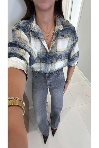 Gilsa Blue Stone Plaid Shirt