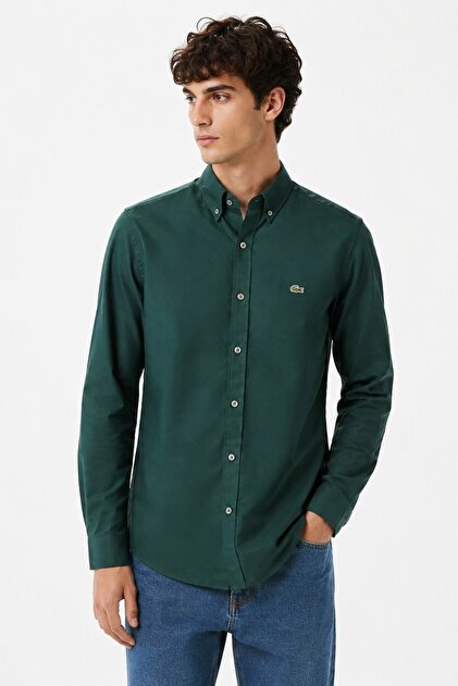 Mens Slim Fit Green Shirt Slim Fit Cotton Men's Shirt Green
