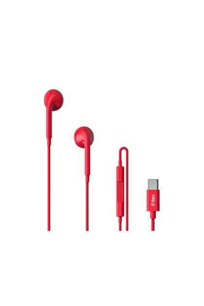 Rio Fit USB-C Stereo Mikrofonlu Kulakiçi Kablolu Kulaklık Kırmızı