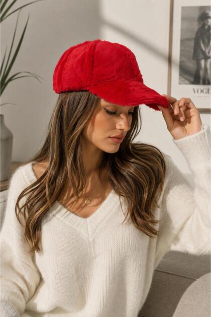 Women's Plush Hat, Winter Plush Hat with Brim and Soft Fleece, Trendy Casual Sports Hat, Winter Gift