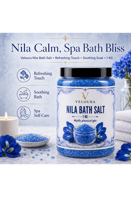 BLUE NILA SPA SALT 1KG – REFRESHING & REVITALIZING BATH SALT FOR BODY & FOOT SOAK