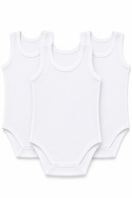 3-Piece Children's Thick Strap Undershirt 90% Cotton 10% Elastane Hooked Bottom Closure Black White 4-12 Years