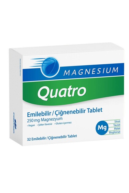 Magnesium Quatro 32 Emilebilir-Çiğnenebilir Tablet