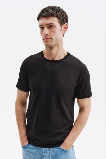 basic™ Kısa Kol Regular Fit Siyah T-Shirt