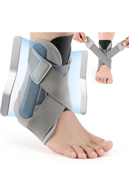 Adjustable Ankle Brace for Men & Women, Ankle Sprain Brace with Side Stabilizers for Sprains