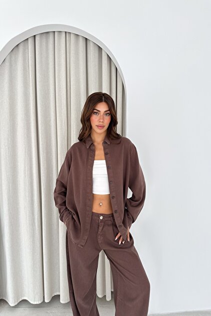 Women's Oversize Tencel Shirt and Pants Set