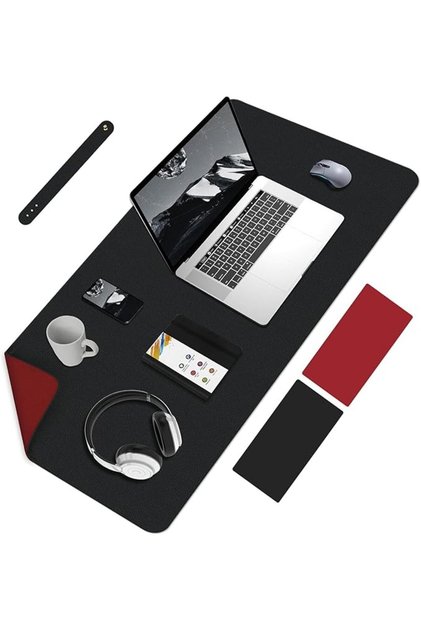 Large Desk Pad, Non-Slip PU Leather Desk Mouse Pad Waterproof Desk Pad Protector, Dual-Side