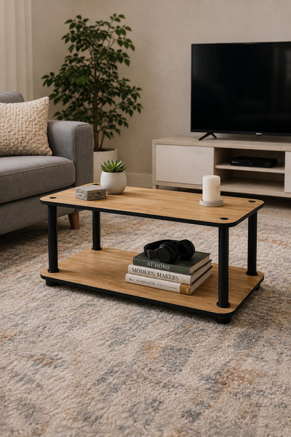 Volrant Dikdortgen Orta Sehpa Senkronize Yuzey MDF Modern Dekoratif Salon Sehpasi