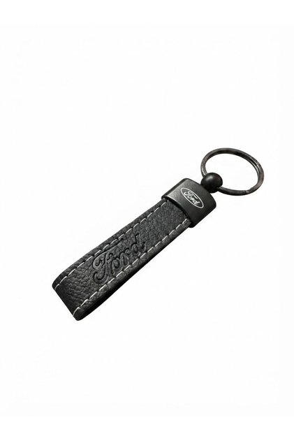 Keychain Compatible with Ford Faux Leather Black 1 Pc