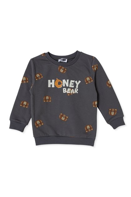 HelloBaby Erkek Bebek Sweatshirt Ayı Baskılı Bisiklet Yaka Uzun Kol