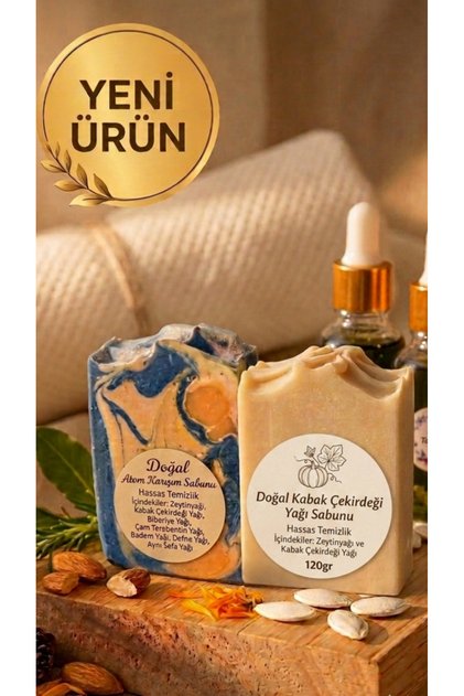 Atom Sabunu & Kabak Çekirdeği Yağlı Sabun [2'li Paket]