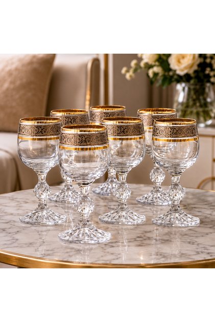 Set de sticlă Cristalit Claudia Royal – Decor Auriu și Argintiu
