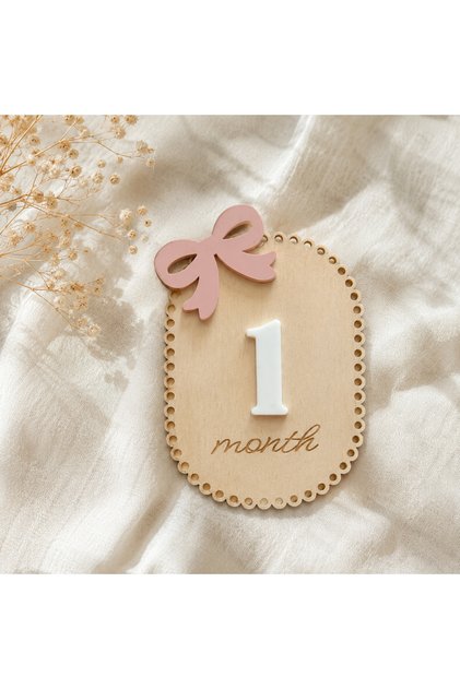 Baby 1-12 Months Memory Plaque Set with Interchangeable Numbers 12X8 cm + Hello World Birth Plaque Gift