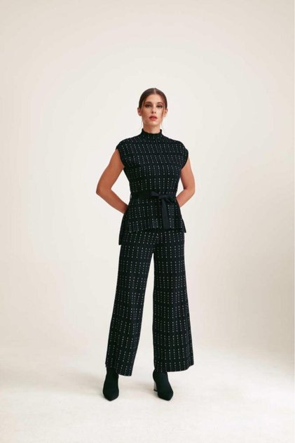 Polka Dot Trousers with Shiny Details Multicolor