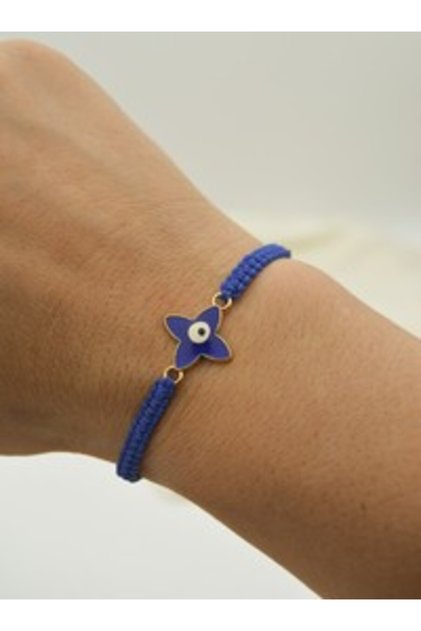 Nazar Beaded Enamel Macrame Bracelet - Blue -
