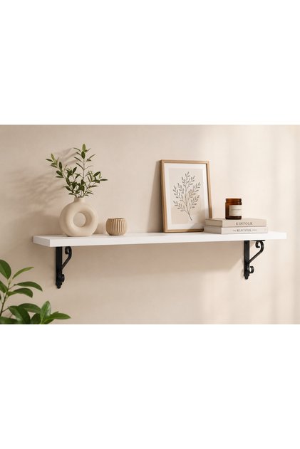 Erdem Mobilya Dekoratif Metal Ayaklı Duvar Rafı 100x20 cm