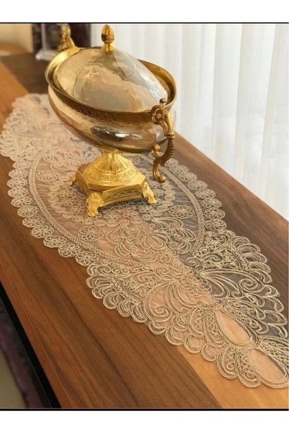 Lace Single Runner, Table Runner - Brown