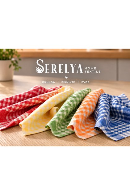 Gingham 5-Piece German Serving Napkin Kitchen Towel Nutrition Cover Drying Cloth Colorful 45X65Cm