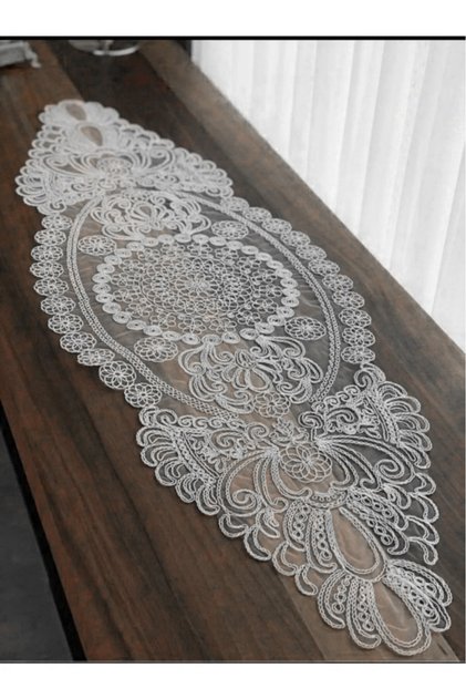 Lace Single Runner, Table Runner - Gray