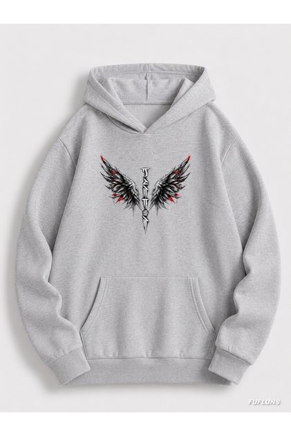 Fallen Angel Printed Oversized Unisex Hooded Sweatshirt