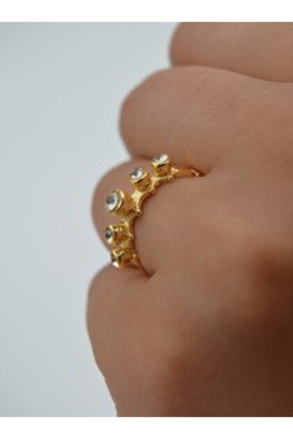Five stone adjustable ring - gold color -
