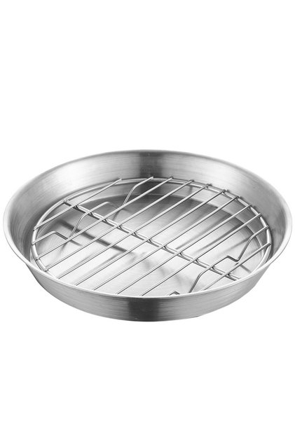 Formă rotundă Airfryer, tavă copt cu grătar de răcire, inox, 16 cm, argintiu