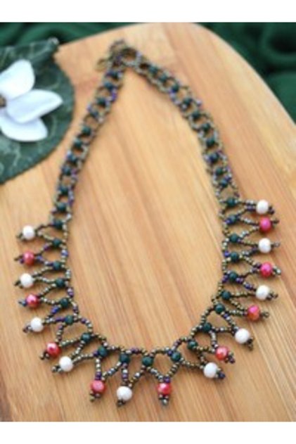 Knitted necklace - multicolored -