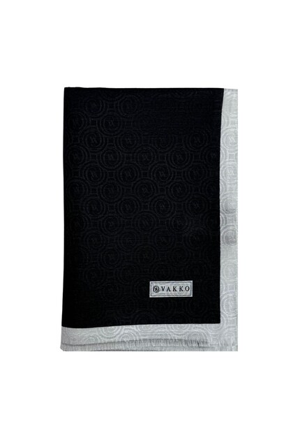 Helezon Cotton Silk Shawl 41728-Black and White