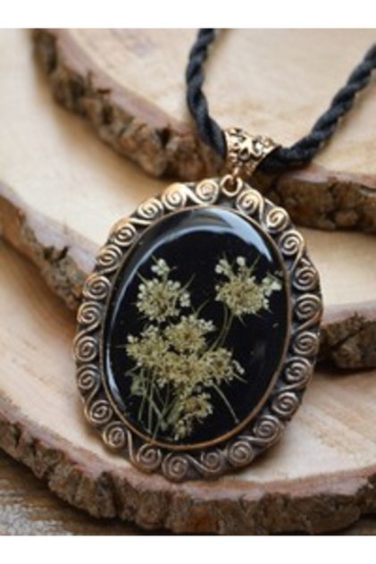 Real Flower Handmade Necklace - Black -