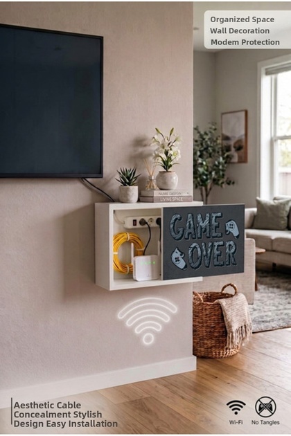 Premium Wooden Fuse Box Storage Wall Mounted Wifi Router Modem Socket Cable Hiding Box