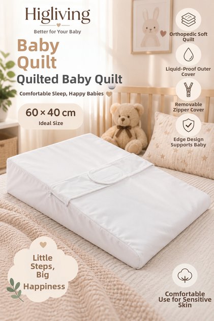 Baby Mattress + 60X40 cm + Orthopedic Soft Sponge + Liquid Proof + Zippered Cover.