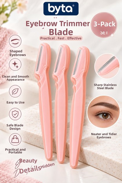 Eyebrow Trimming Blade Set of 3 – Practical Shaving Blade for Face and Eyebrow Shaping - Cosmetics