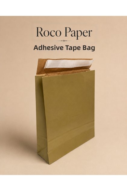 Kraft Paper Bag with Adhesive Tape, Gold Color, 25X8X30 cm - Pack of 24, Gift and Shipping Envelope