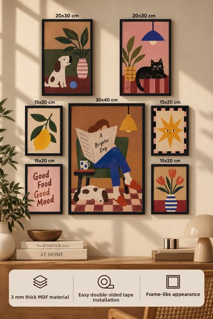 7-Piece Frame-Looking Modern Painting Set |   Living Room, Office, Kitchen and Study Room Wall Decoration