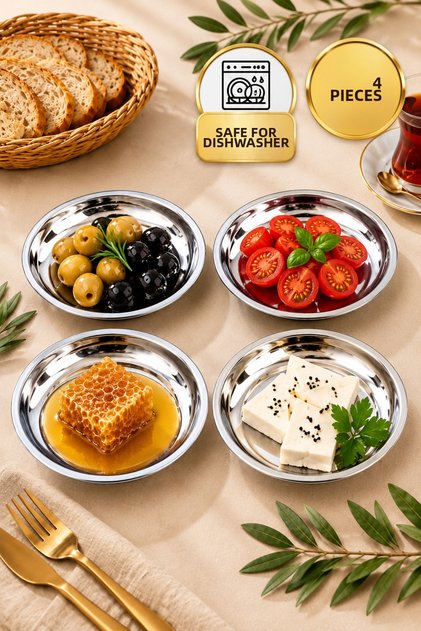 Stainless Steel Multi-Purpose Round Breakfast Appetizer and Snack Bowl Set |   Dishwasher Safe 12 cm