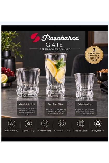 6-Piece Gaia 18 Piece Tableware Presentation Set Soft Drink. 6 Drinks and Coffee