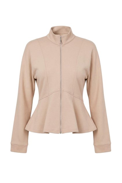 Taş Soft/Yumuşak Dokunuşlu İçi Polarlı Fermuarlı Peplum Örme Hırka/Sweatshirt TWOAW27SW00136