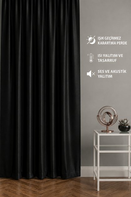 Blackout Light Proof Background Curtain Black Pleatless Extra Booster Blackout Sunshade