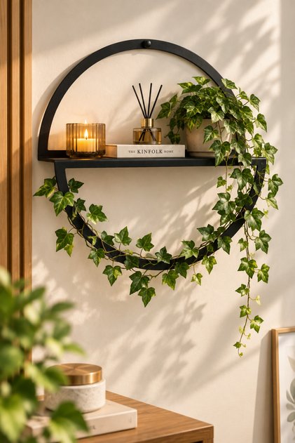 SİYAH || SİMA || Duvar Rafı Metal Dekorasyon Metal Yuvarlak Tasarım Çiçeklik ve Dekoratif Raf || Raflı Çiçeklik Duvar Çiçekliği Dekoratif Obje Biblo Rafı || Salon Antre Balkon Teras Kapı Girişi