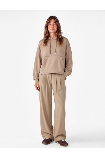 Regular Fit Modal Fabric Long Sleeve Hooded Sweatshirt with Kangaroo Pocket