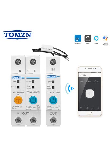 1P 63A TOMZN 63A Ewelink WIFI Smart Switch Energy Meter Kwh Metering Monitoring Circuit Breaker Time