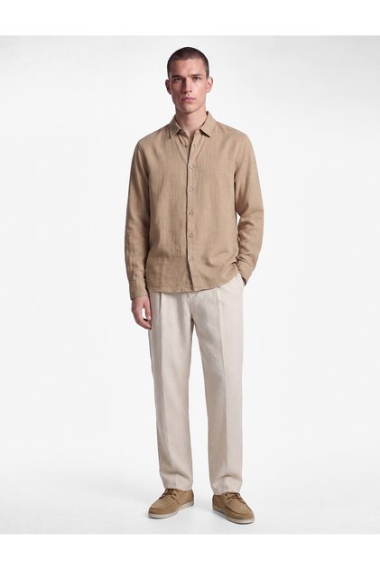 Regular Fit Cotton Long Sleeve Classic Collar Shirt