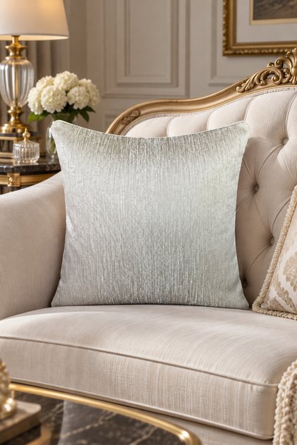 Jacquard Woven Striped Pattern Decorative Edged 45*45 cm Throw Pillow Cover - Cream