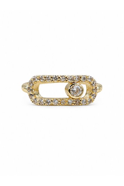 Messika Model Steel Stone Ring Women's Oval Design Stylish Elegant Adjustable Ring