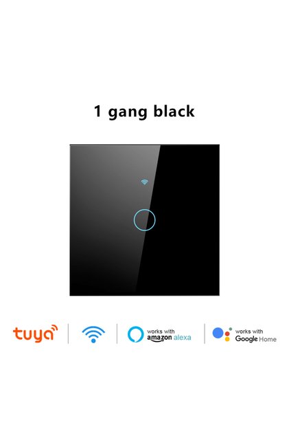 1 Gang (Black)-EU WIFI Wok with Tuya Smart Touch Light EU Switch Wireless Remote LED Light Switches