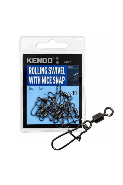 Rolling Swivel With Nice Snap Siyah Nikel Klipsli Fırdöndü (10'lu Paket)