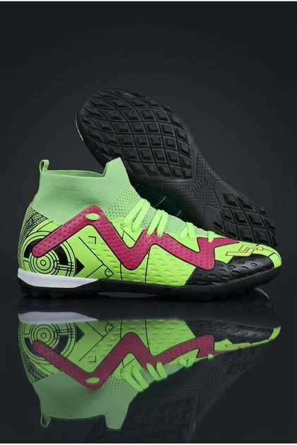 29683 Neon Green Socks Pantofi de fotbal Astroturf