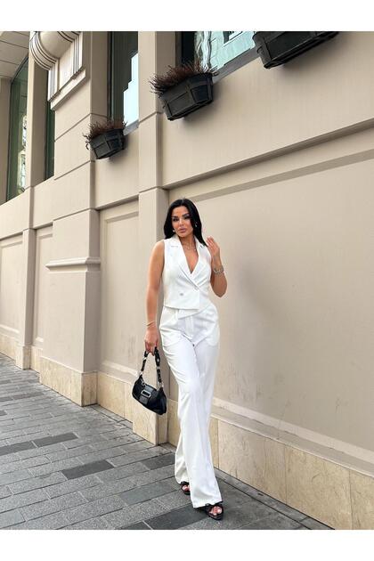 Vest Pants Suit with Pockets