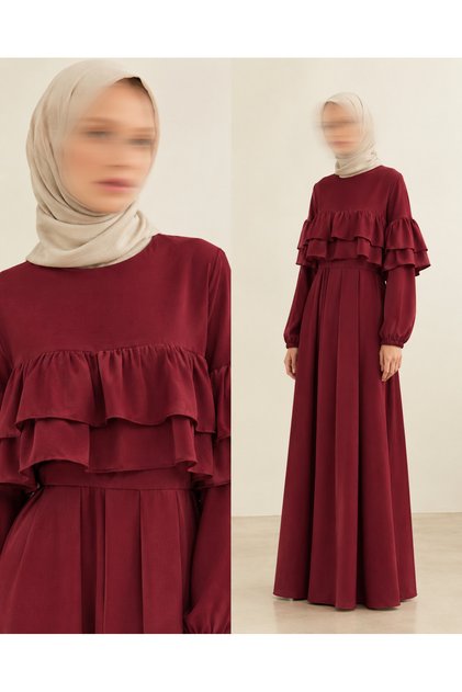 Ankanoor Dubai Silk Double-Ruffle Loose Dress 150 CM Anka255068