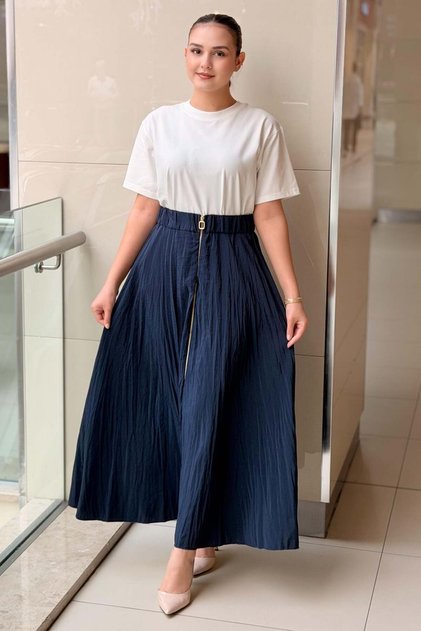 Sentez Zippered Crinkle Skirt